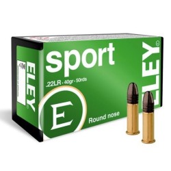 50 CARTOUCHES ELEY SPORT CALIBRE 22LR 40GR