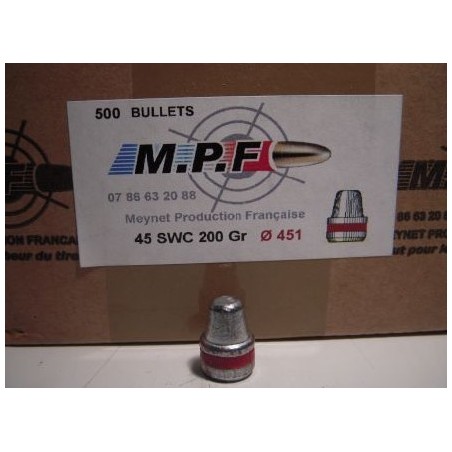 500 OGIVES MPF CAL 45 .451 SWC GRAISSEES 200 GRS